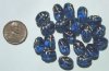 20 12mm Dark Aqua with Gold Ovals